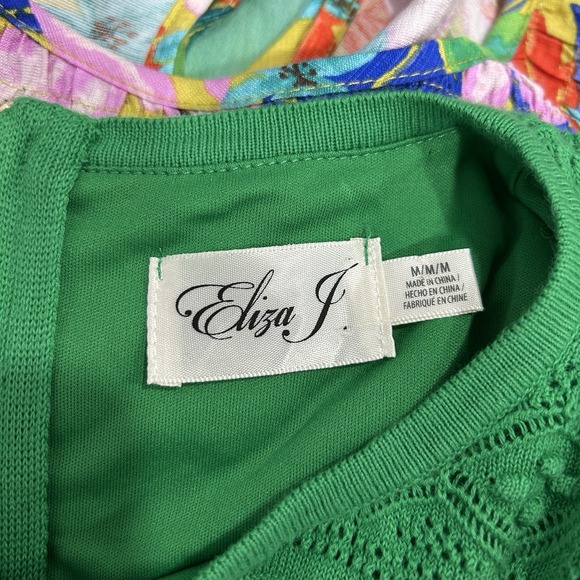 NWT!!! Eliza J Women's Size Medium 100% Cotton Sleeveless Green Midi Dress Lined - Picture 8 of 9